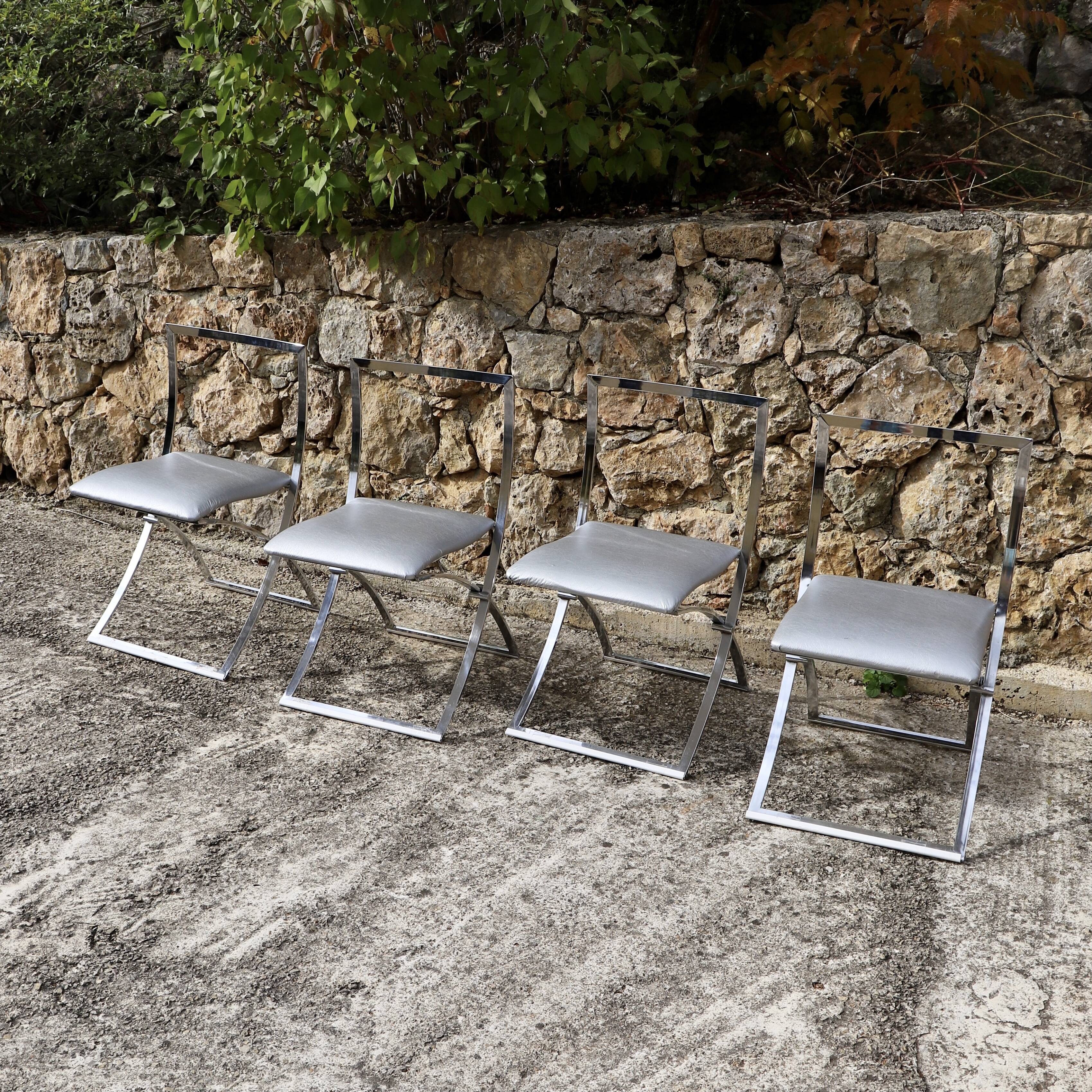 Marcello Cuneo model 4 chairs series "Luisa" 1970