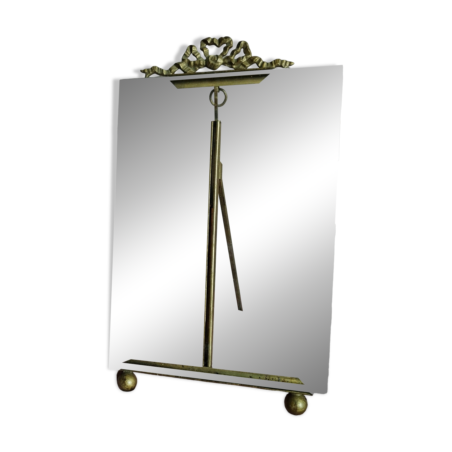 Antique 19th century glass and brass frame