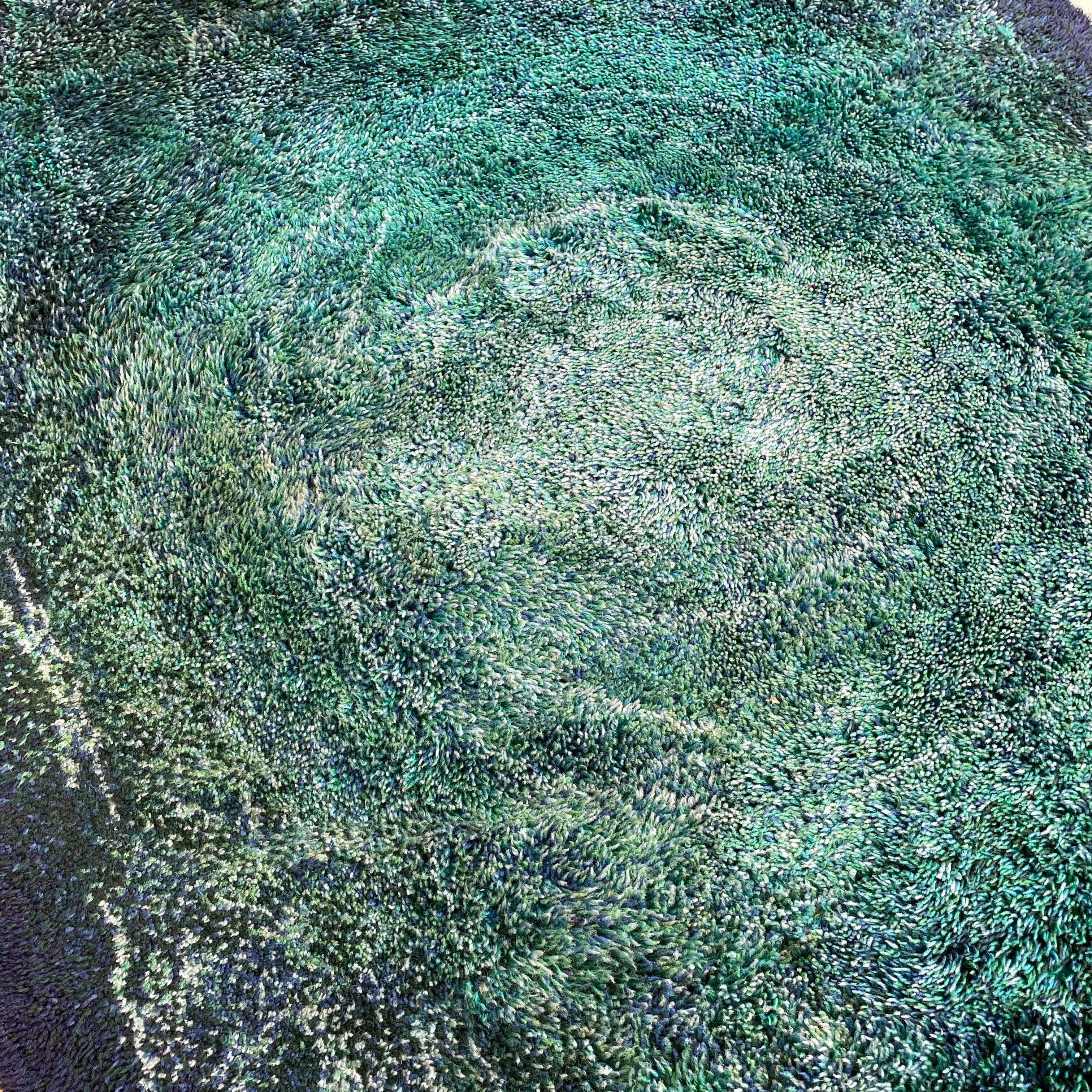 Large "space design" multi-color high pile rya rug by desso netherlands, 1970