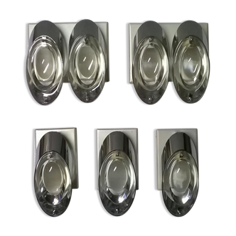 Set of 5 wall sconces by Oscar Torlasco for Stilkronen 1960 s