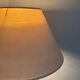 Wooden lamp turned off-white vintage lampshade