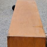 Wall display case from the 50s in solid blond oak