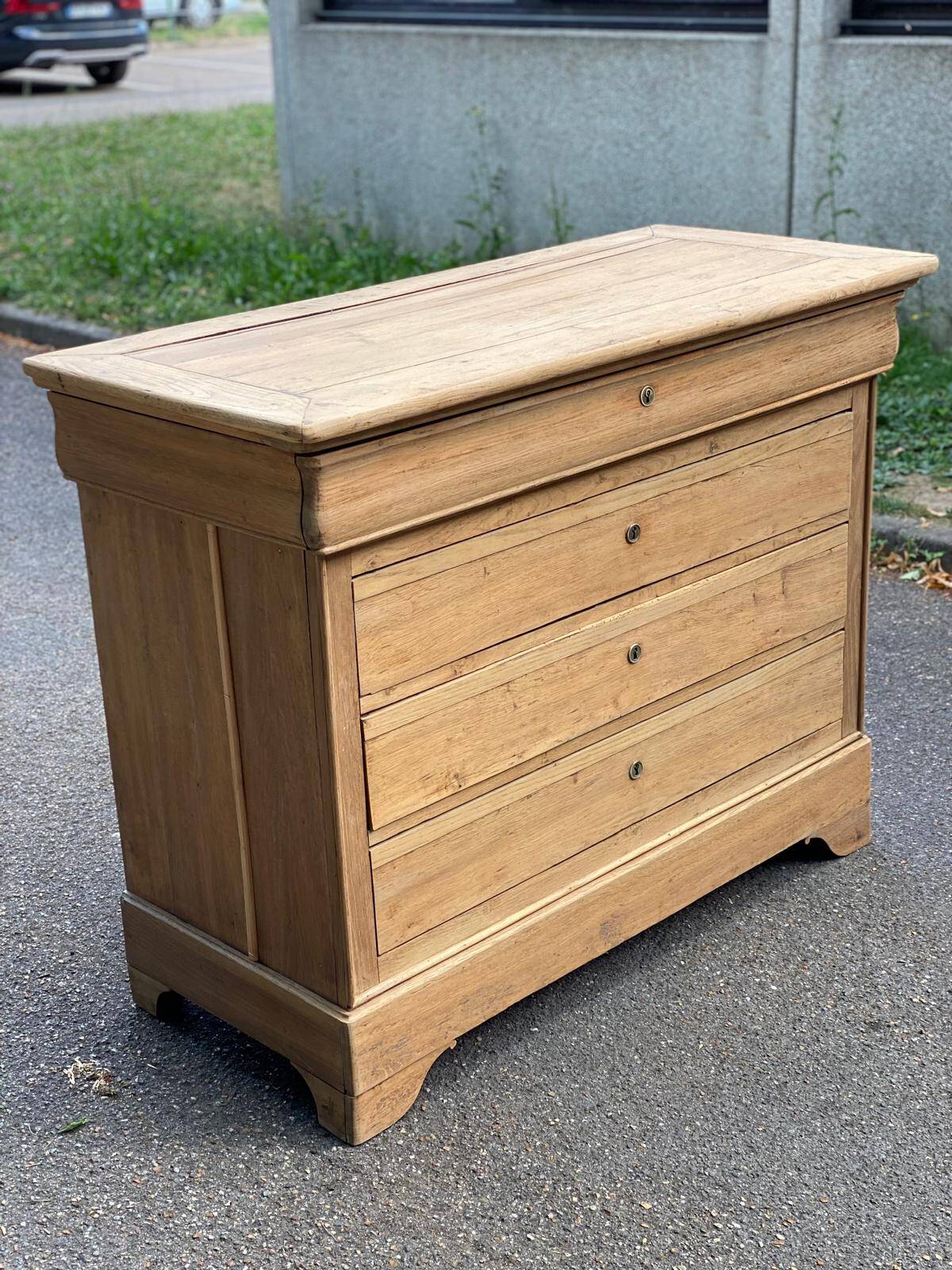 19th century Louis Philippe solid oak chest of drawers, renovated