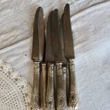 6 antique metal knives - Handles decorated with cartouches and scrolls
