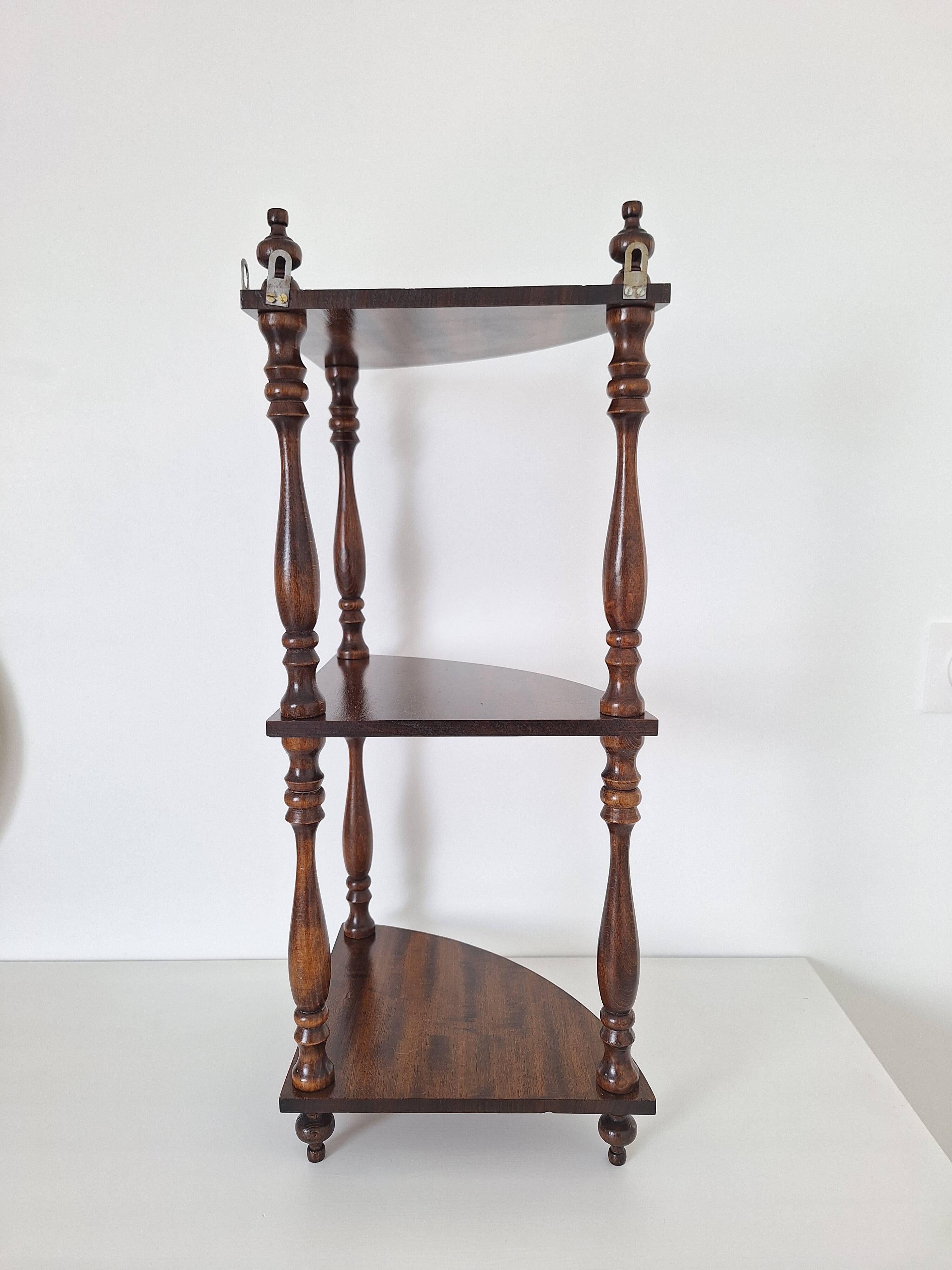 1970s wooden corner shelf