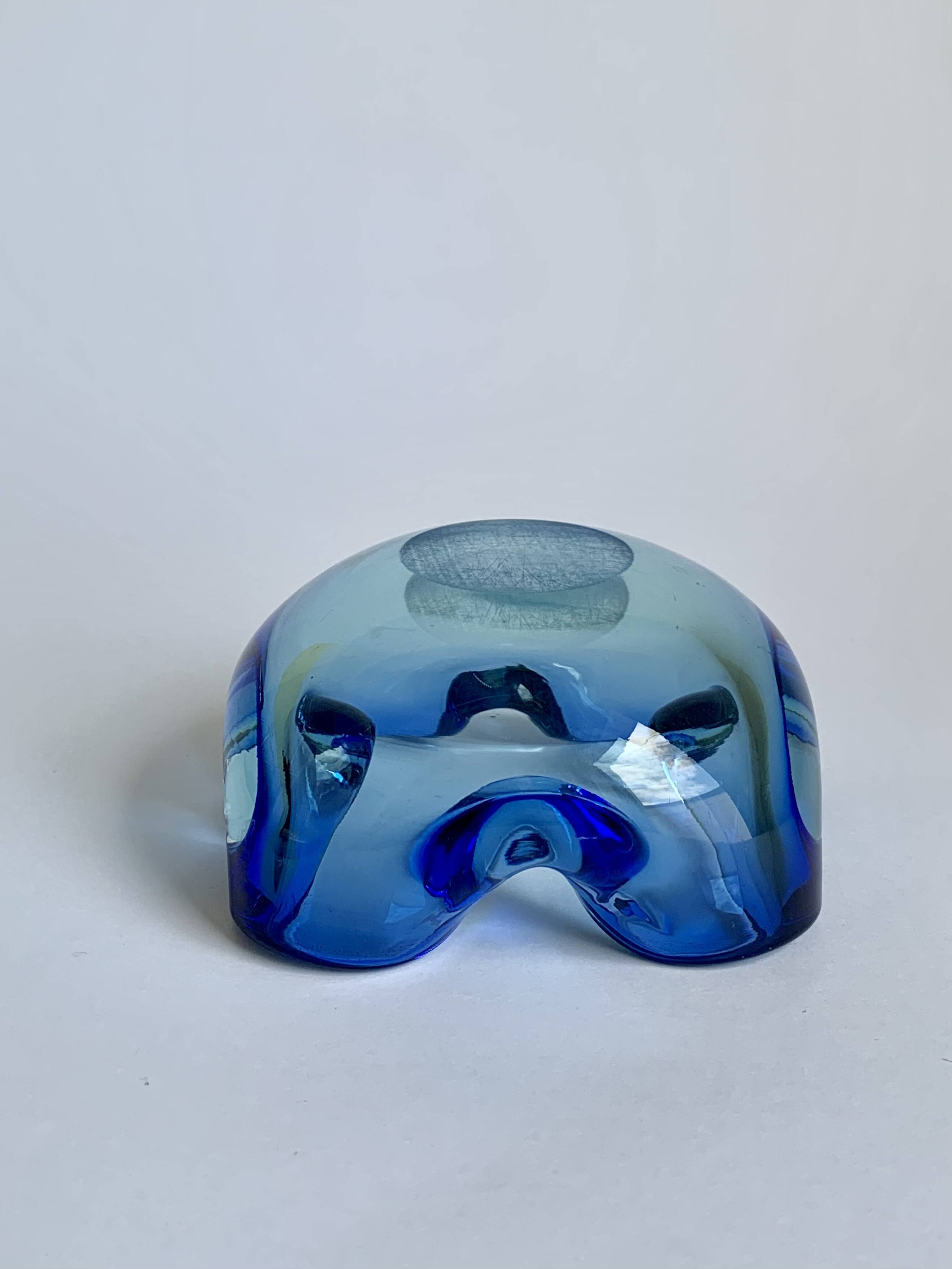 Murano Glass Bowl in Deep Blue and Mint Green