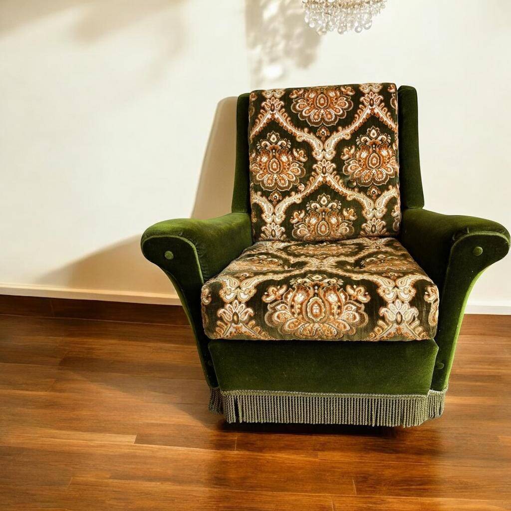 Fauteuil vintage vert mousse / fauteuil une place