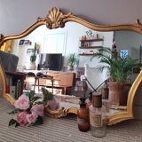 Gold mirror vintage shell 125x78cm