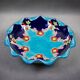 Longwy coupe model Roxane – Floral enamels on a crackled turquoise background