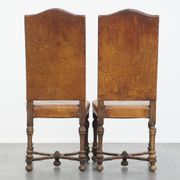 Set of 2 Wooden and Sheepskin Leather Dining Chairs from the Early 1900s