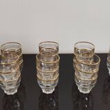 6 gobelets en verre transparent liseré doré