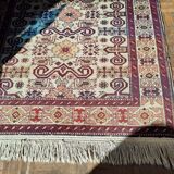 Shirvan urss oriental rug wool handmade rectangular 1940 burgundy and ecru with fringes 100% wool