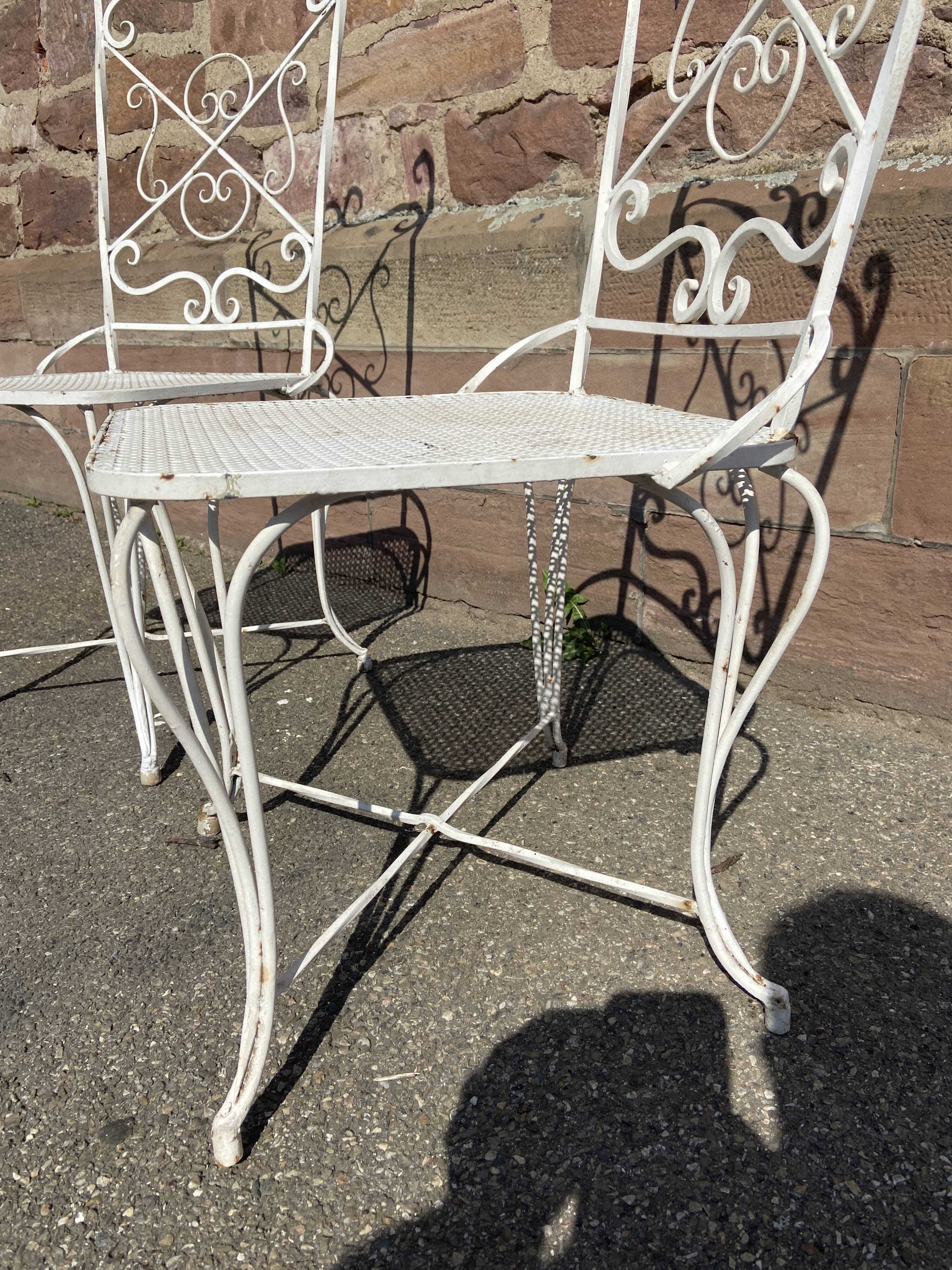 pair of garden chairs wrought iron vintage french iron chairs 1970 - 80