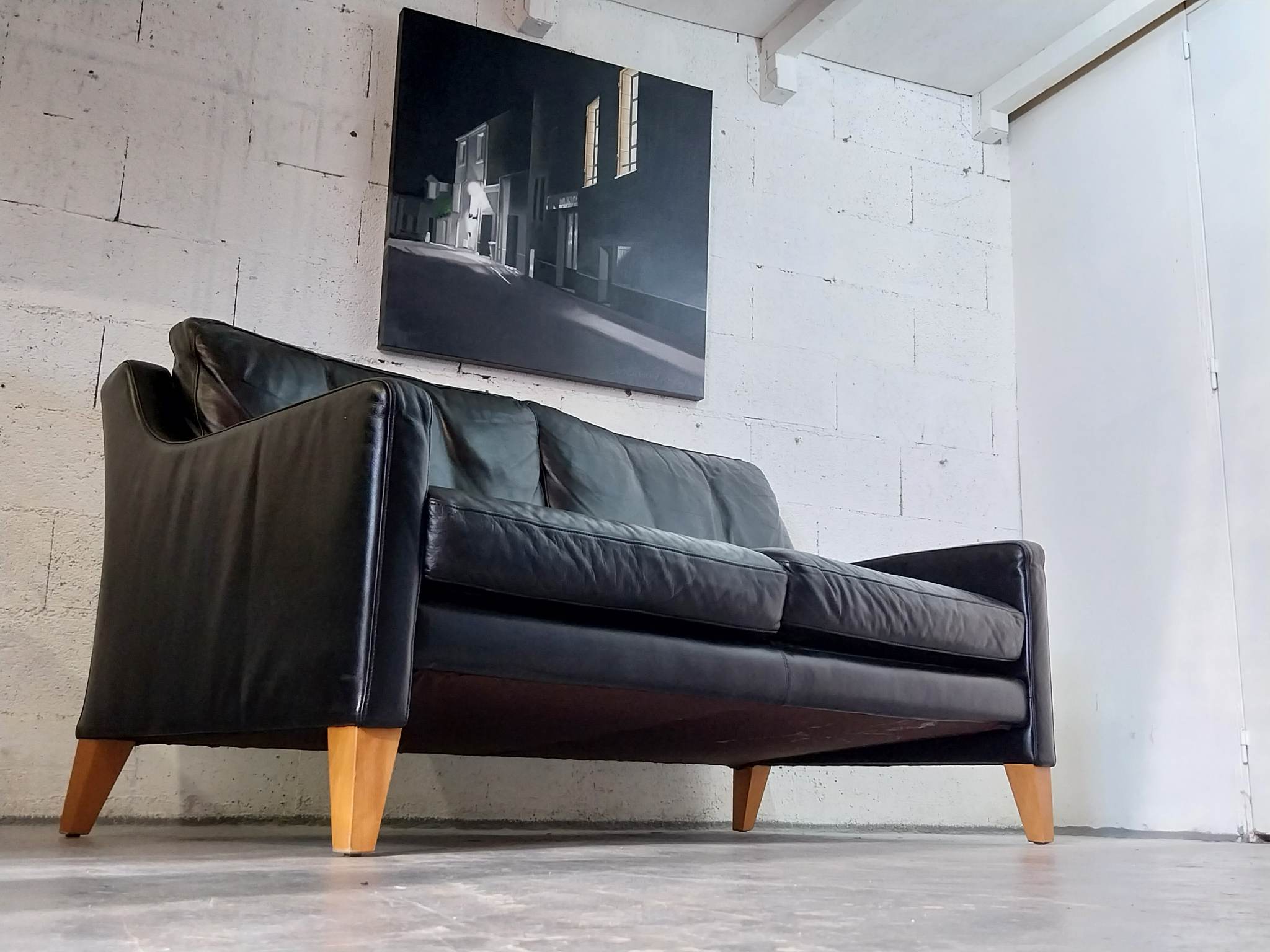 2-seater Scandinavian leather sofa 1970s
