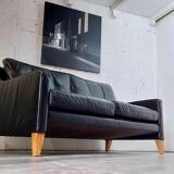 2-seater Scandinavian leather sofa 1970s
