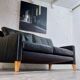 2-seater Scandinavian leather sofa 1970s