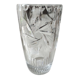 Vintage vase with stylish design, in finely cut Bohemian crystal -Star patterns, diamond points