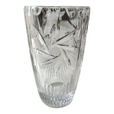 Vintage vase with stylish design, in finely cut Bohemian crystal -Star patterns, diamond points