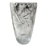 Vase vintage au Design stylé, en cristal de Bohème finement taillé -Motifs étoilés, pointes diamant