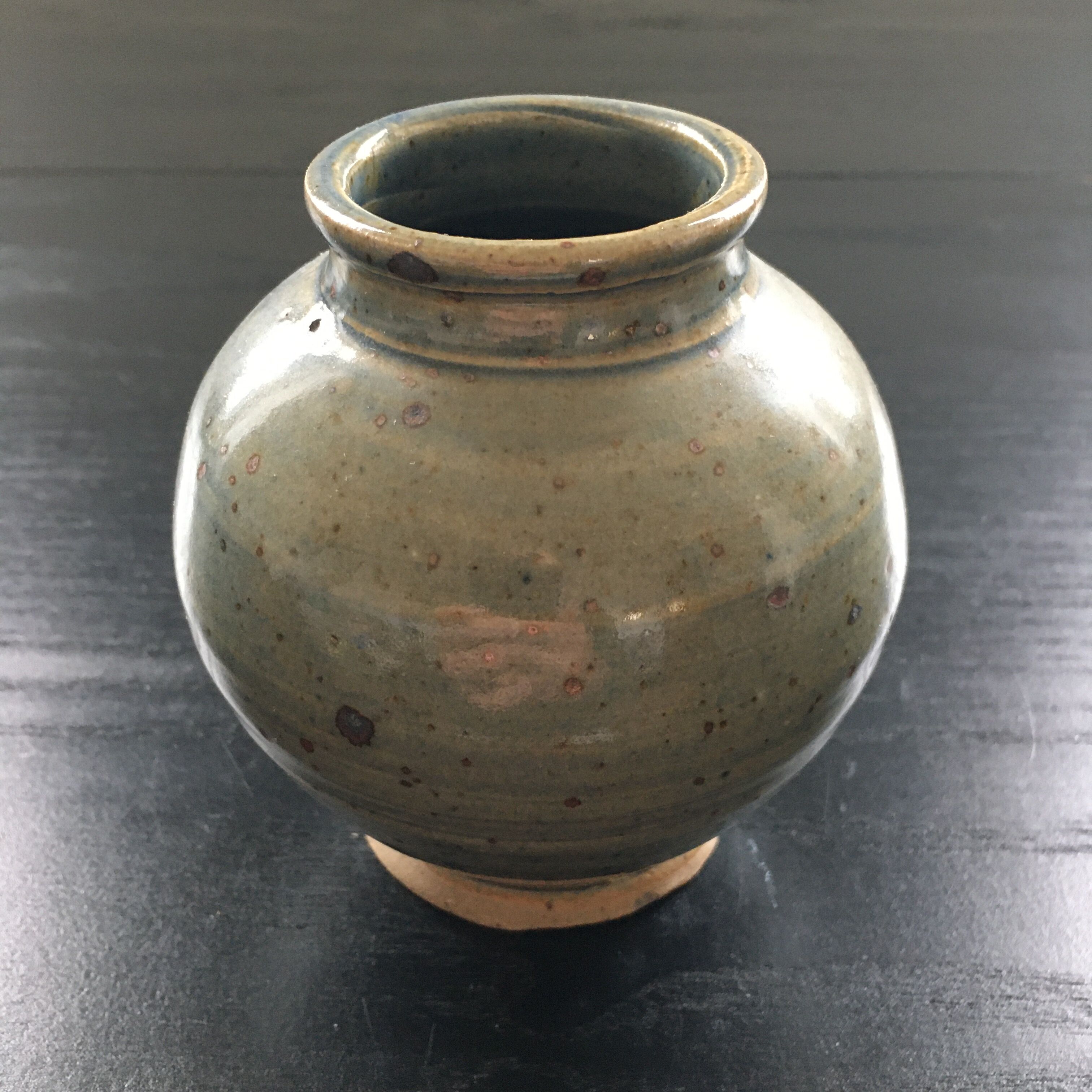 Blue grey sandstone ball vase