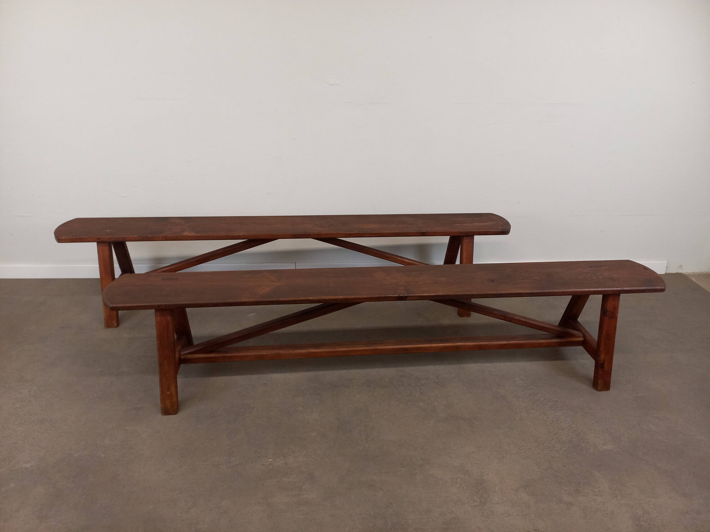 Pair of rustic benches 220 cm