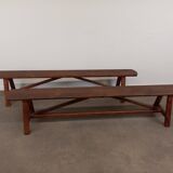 Pair of rustic benches 220 cm