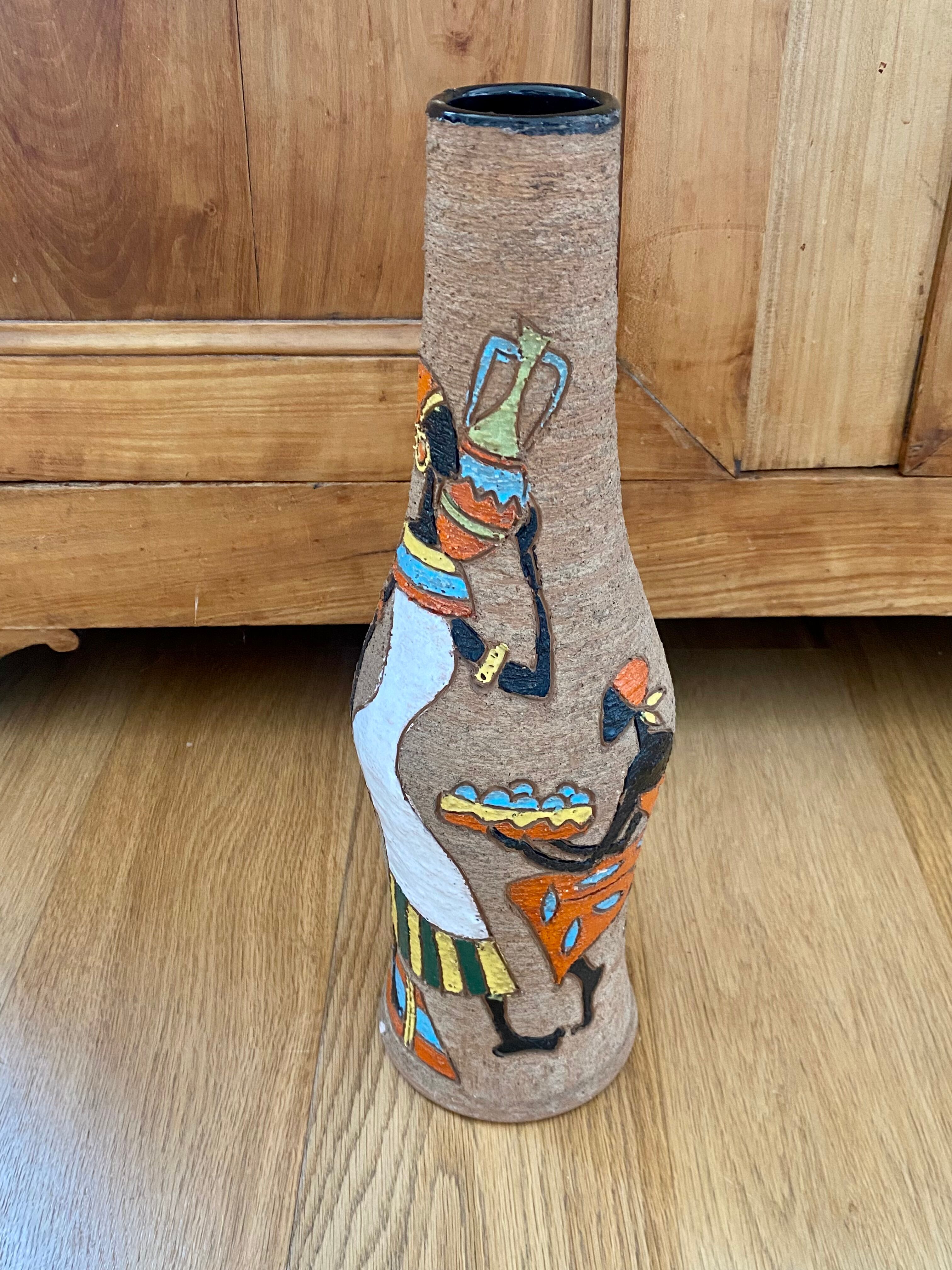 Very large vase Fratelli Fanciullacci scarified ceramic