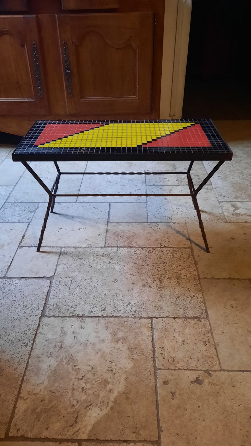 Metal coffee table and tiles year 50