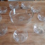 Salad bowl + 8 crystal cups