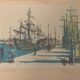 Jean carzou ( 1907-2000 ), vue d’un port - litho épreuve d’ artiste signée 1954