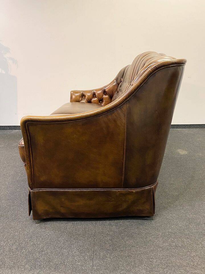 Vintage 3 seater leather chesterfield sofa