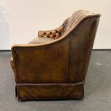 Vintage 3 seater leather chesterfield sofa