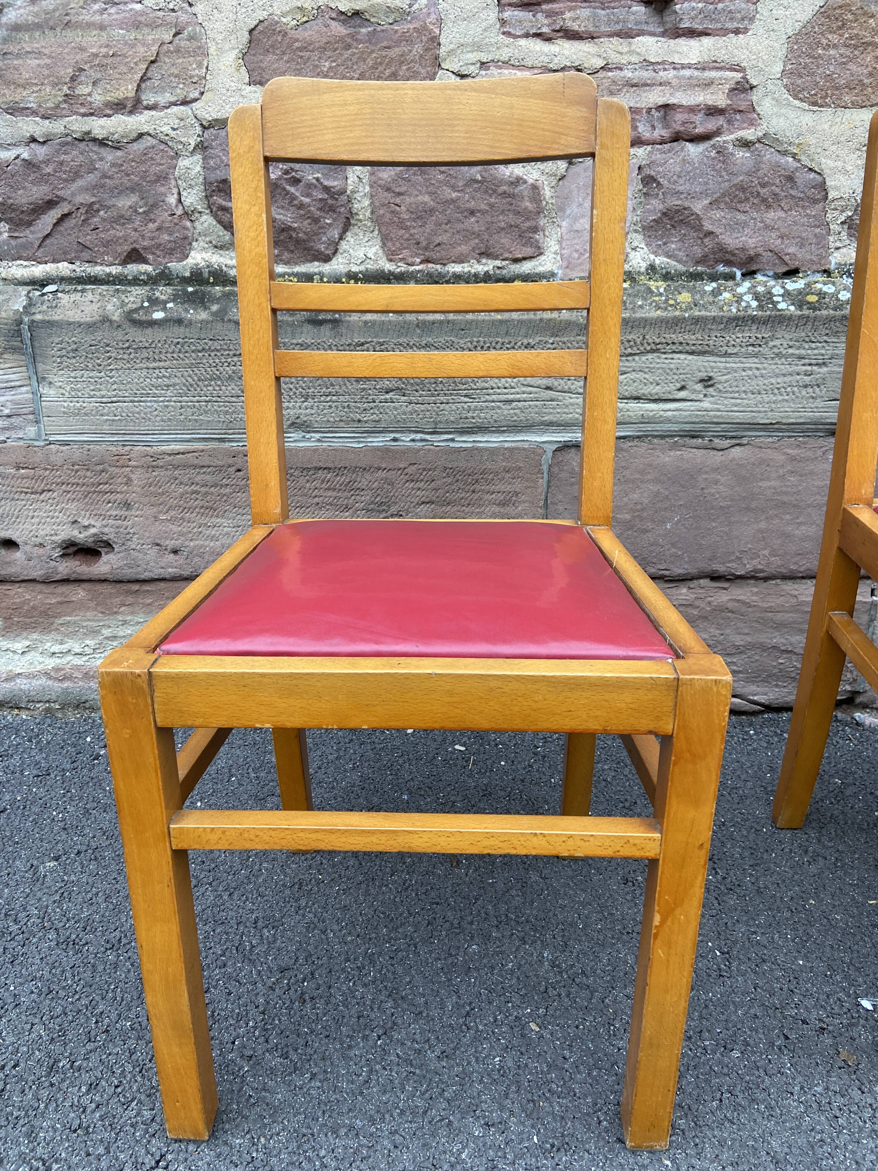 Lot of 4 vintage art deco chairs 1950 mid-century furniture damaged by rené gabriel