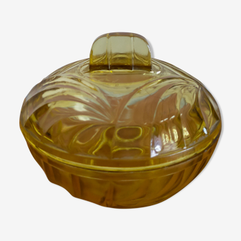 Art Deco sugar bowl in yellow molded glass