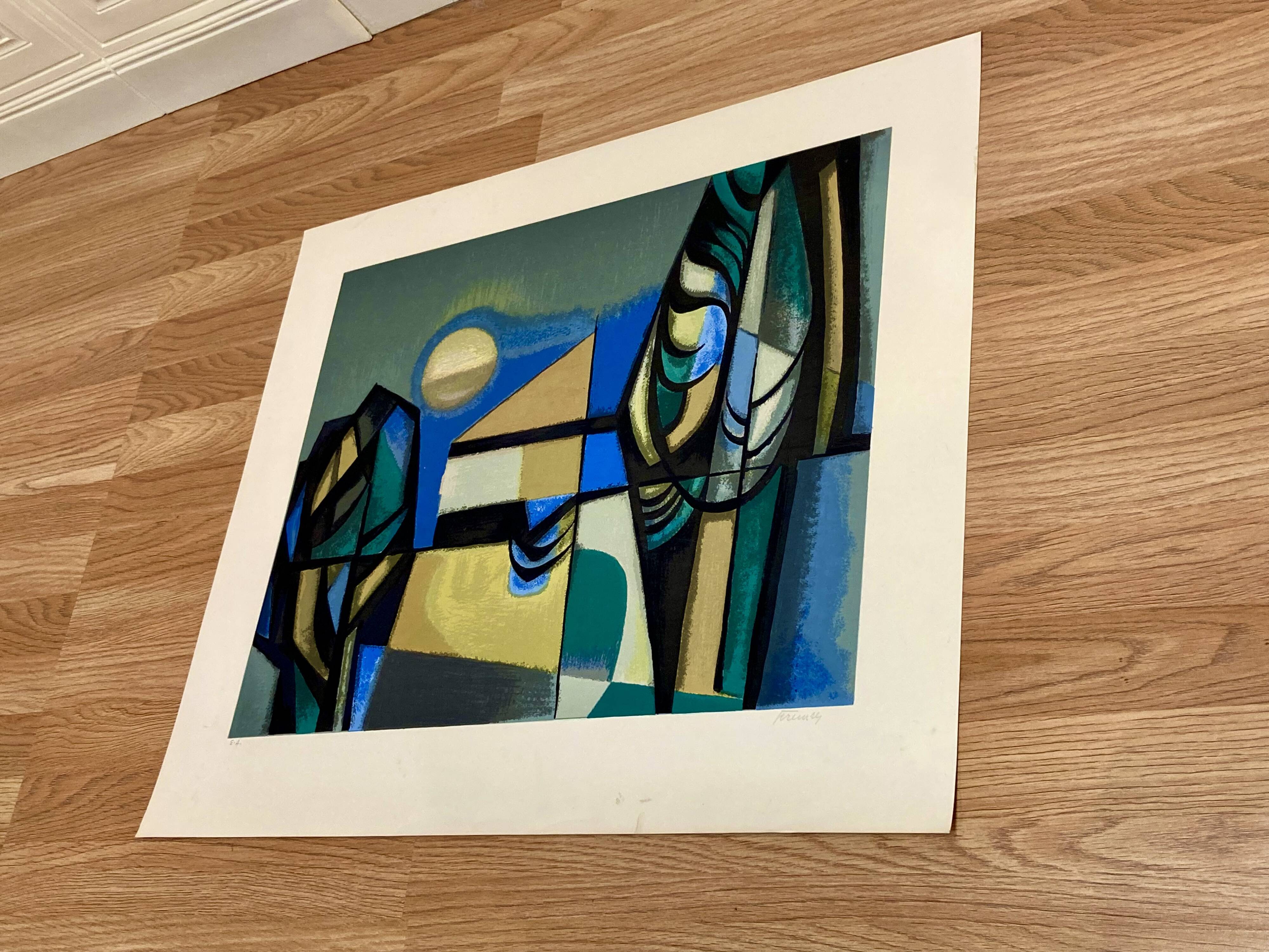 Lithograph signed "Albert Ferenz" Design 1950.