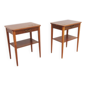 2 tables de chevet en acajou, Suède, 1950