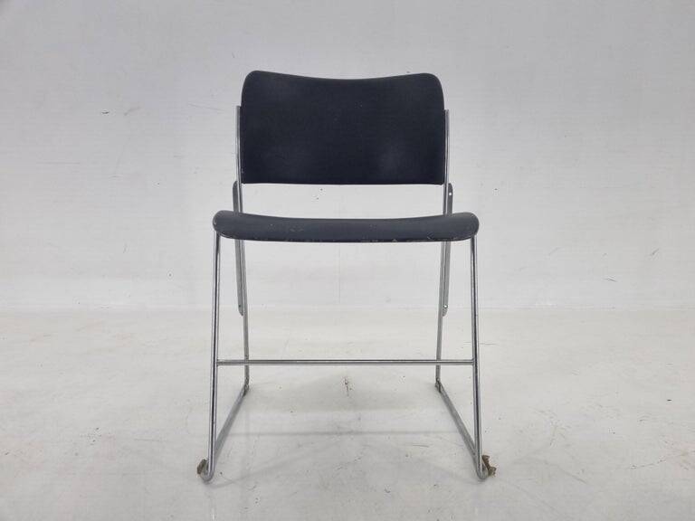 Midcentury David Rowland 40/4 Black and Chrome Side Chair, 1970s