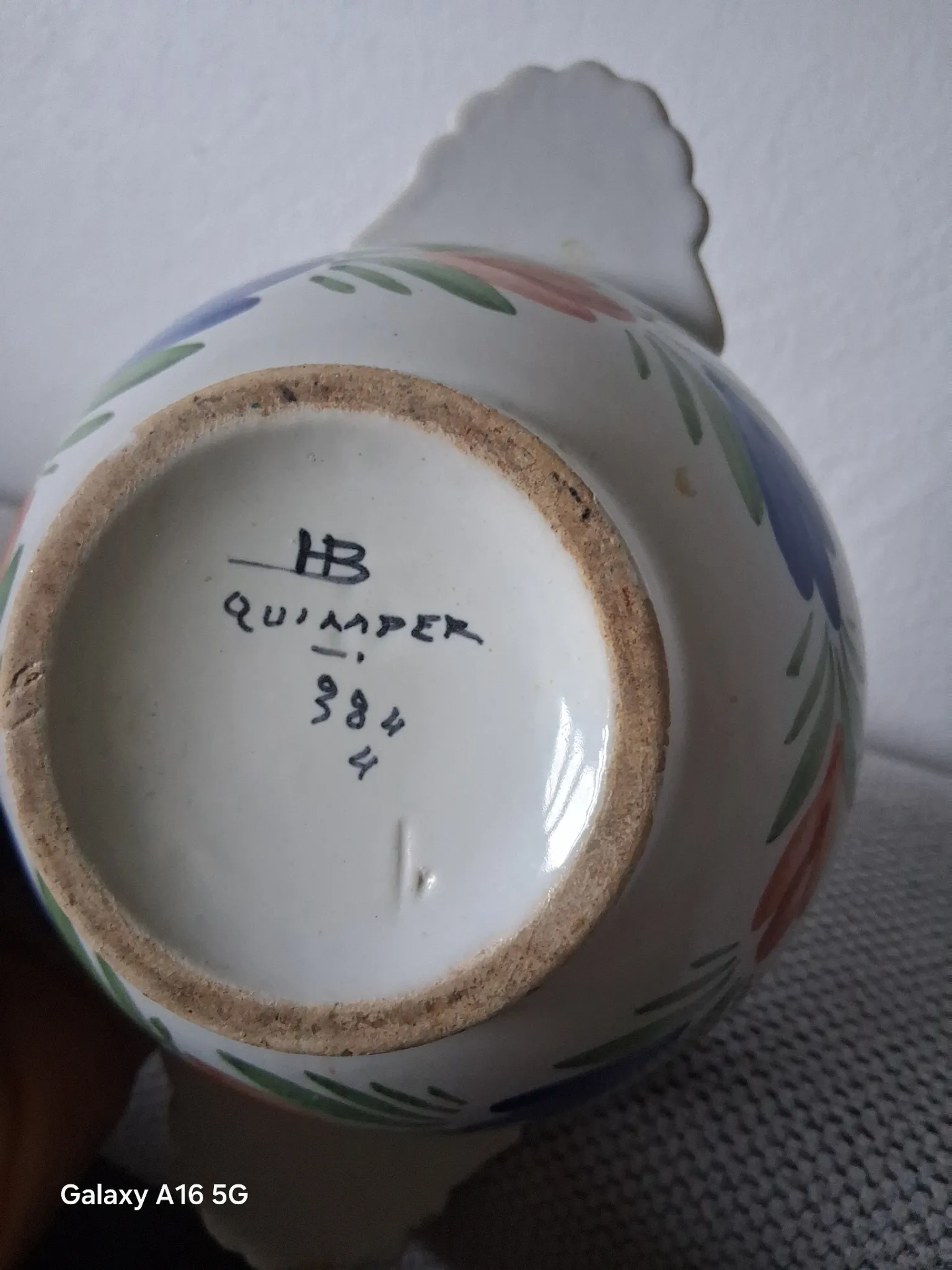 Set of three antique earthenware bowls from HB Quimper, signed.