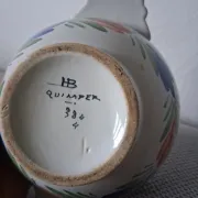 Set of three antique earthenware bowls from HB Quimper, signed.
