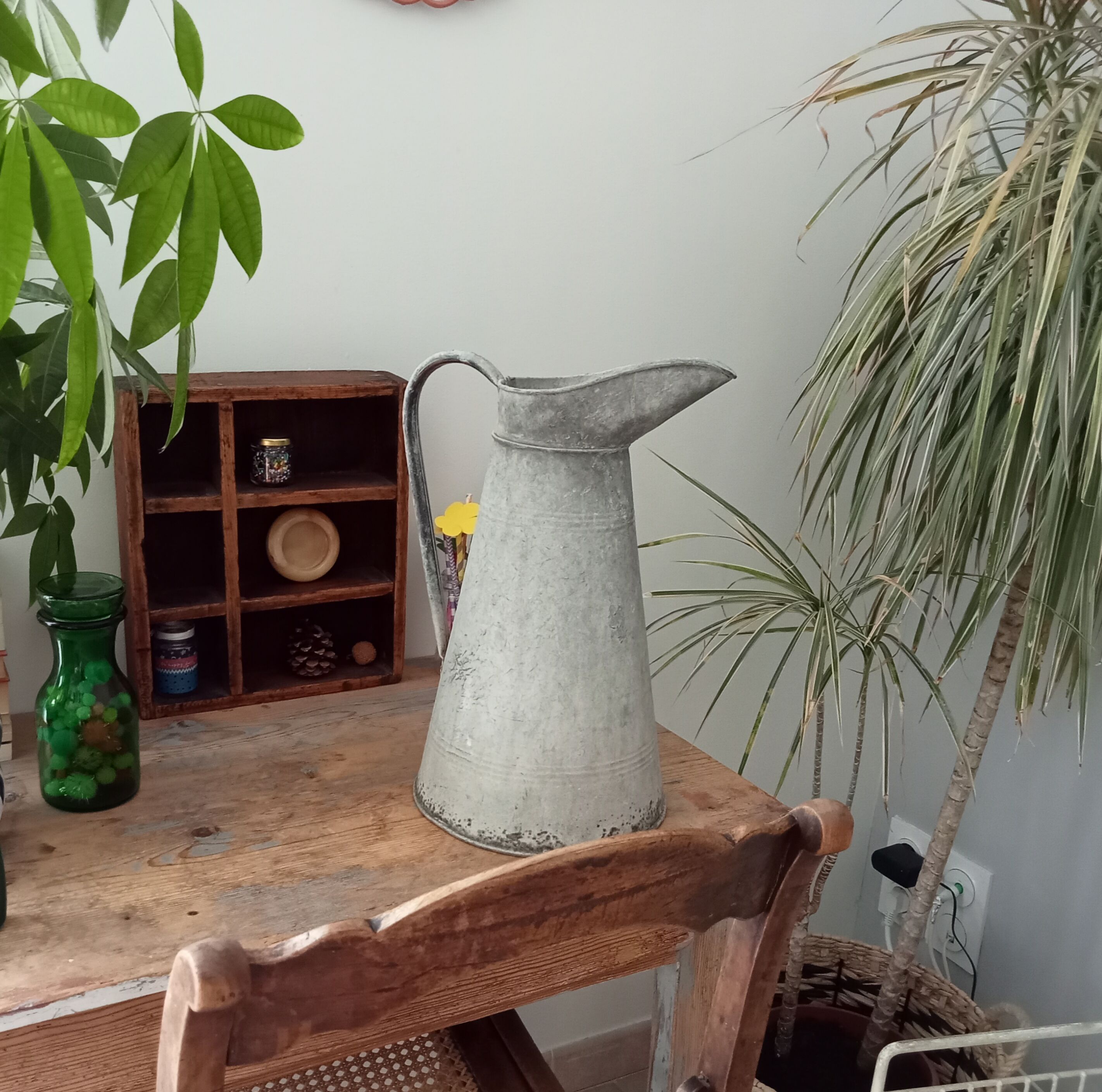 Antique zinc water pitcher