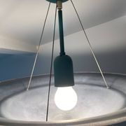Large vintage lustra suspension light fixture large translucent green basin - SCE made in France