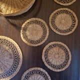 Set of coasters, trivets and rattan trays