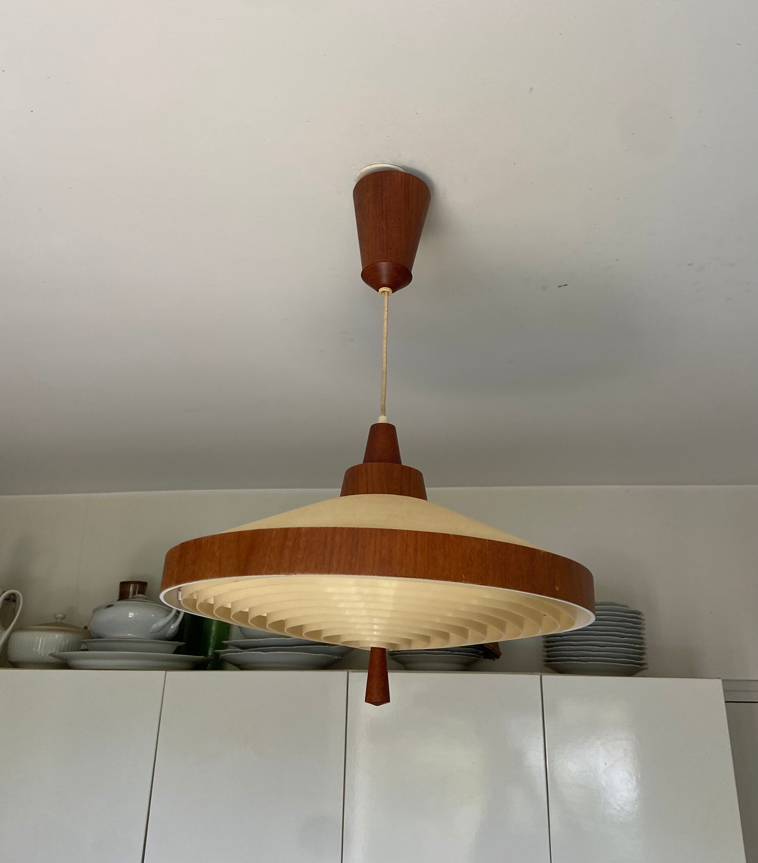Scandinavian teak suspension Temde Leuchen 60s