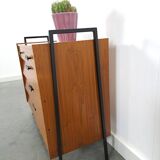 Teak schoenenkast met zwart metalen poten, nr. 2