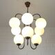 Large Mid Century Chandelier / Vintage Copper Gooseneck Pendant Light / Space Age / Yugoslavia 80's