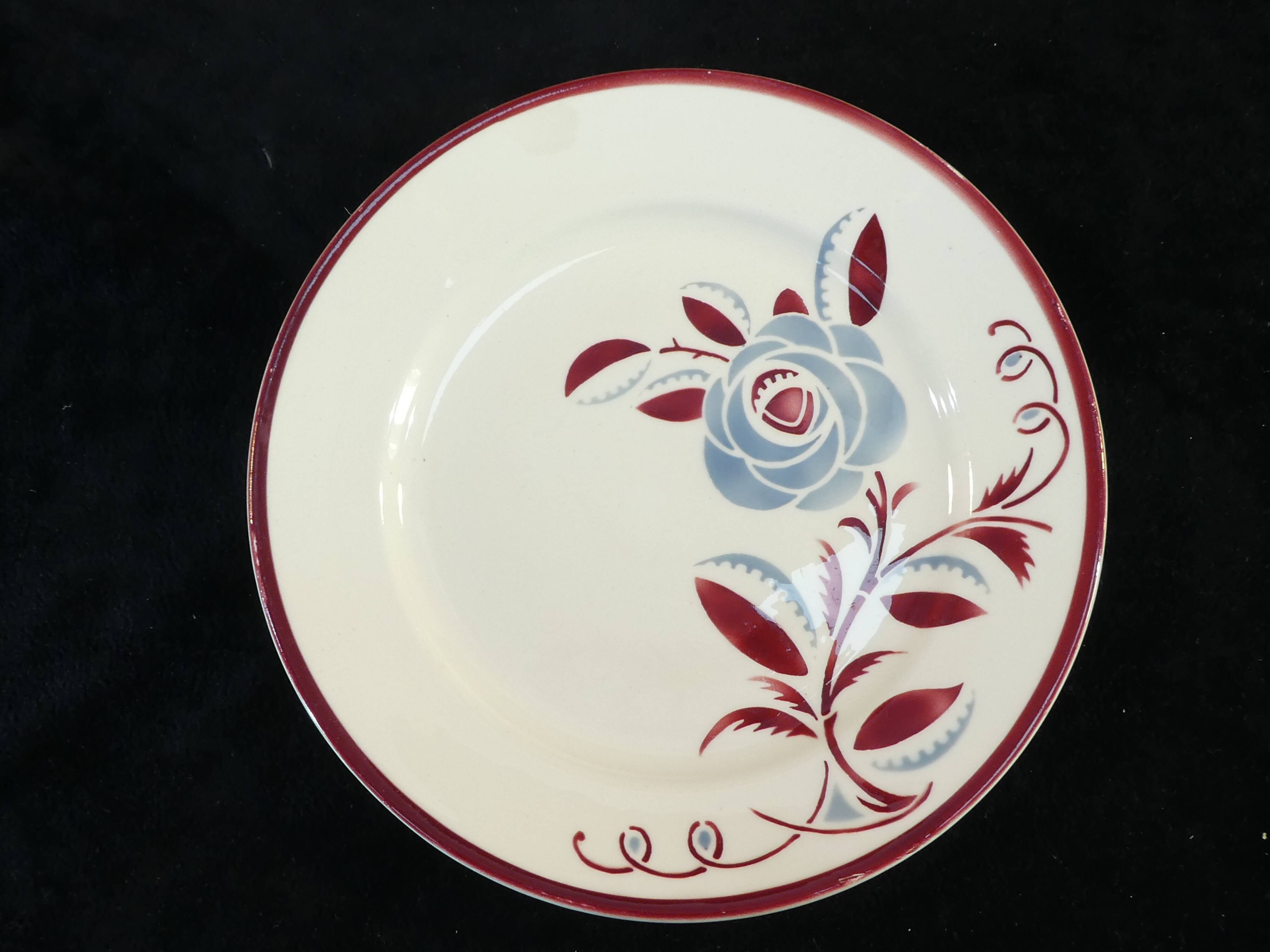 6 flat plates k and g luneville floral décor art deco model rosie