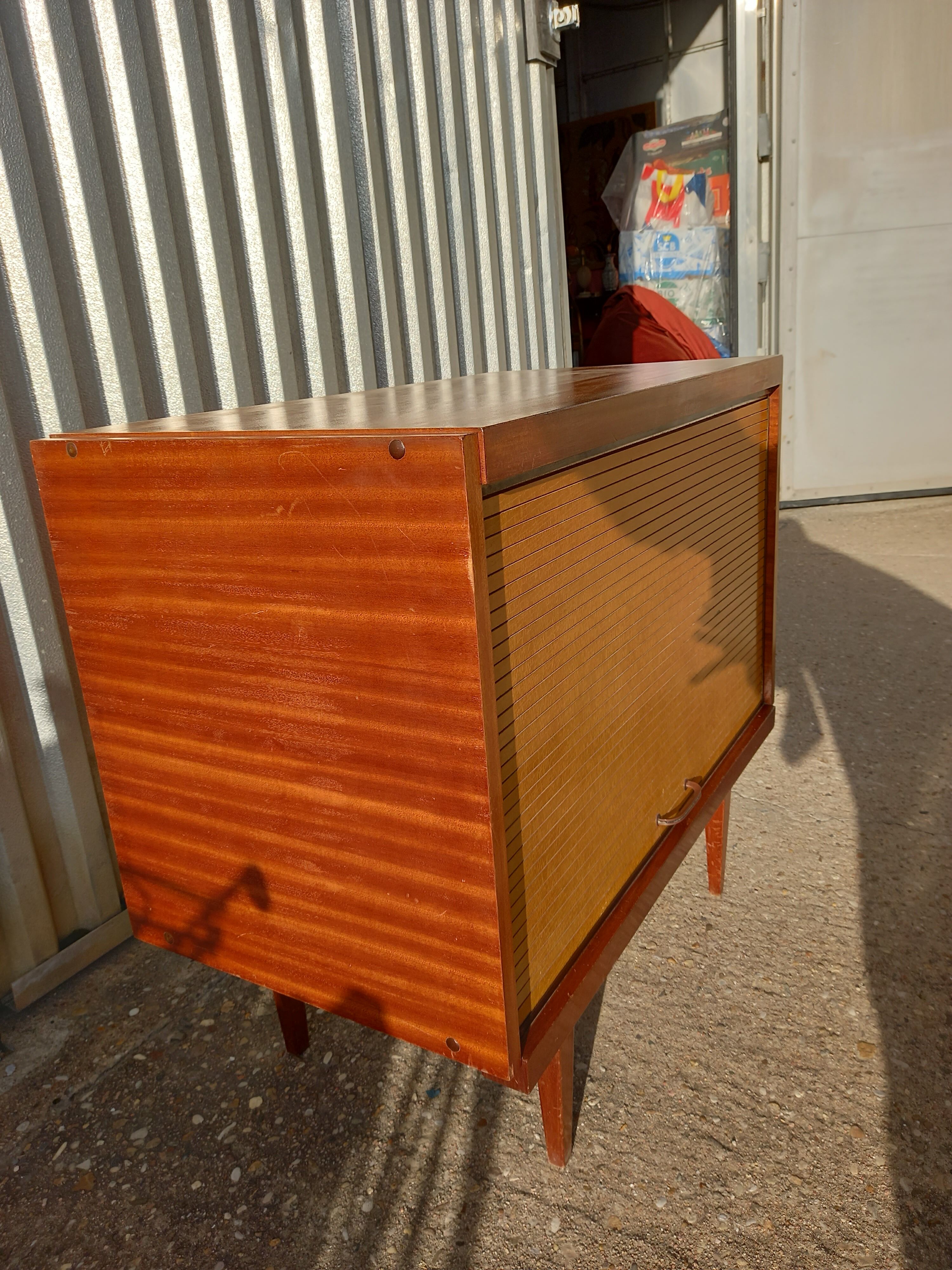 Vintage sideboard with shutter or sliding door 60s