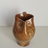 Zoomorphic pitcher owl or owl in pyrite stoneware / collection / ceramics / vintage / France / 50s / mid-century / twentieth century