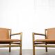 Mid-Century Scandinavian Armchair in Wood & Brown Leatherette, 60s