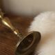 Candle holder small golden brass torch thin slender